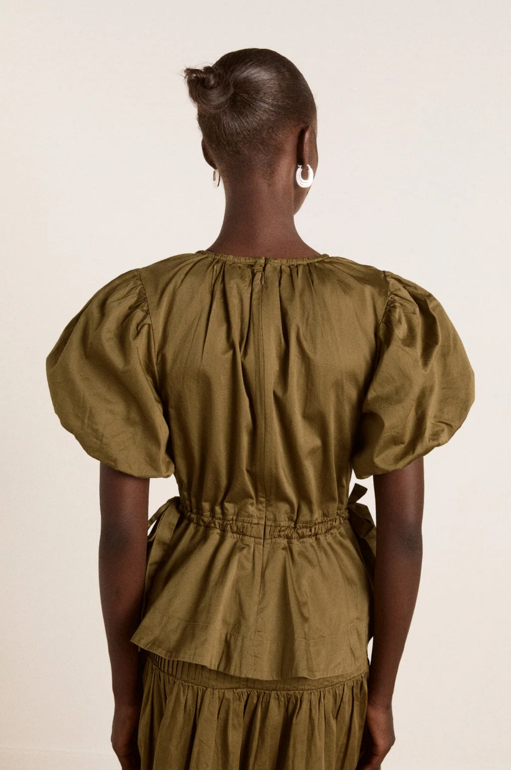 Hadley Blouse Olive Satin