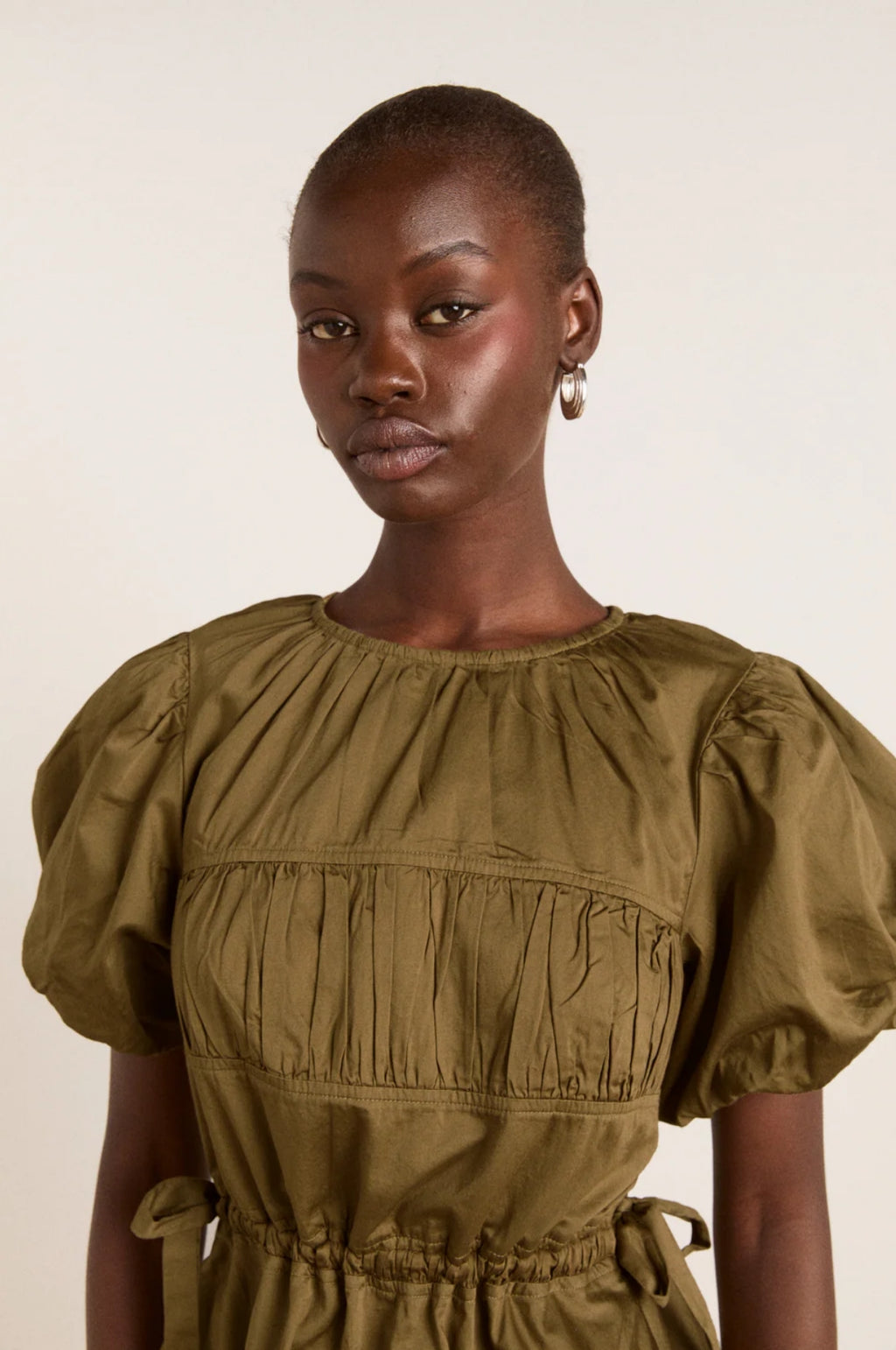 Hadley Blouse Olive Satin
