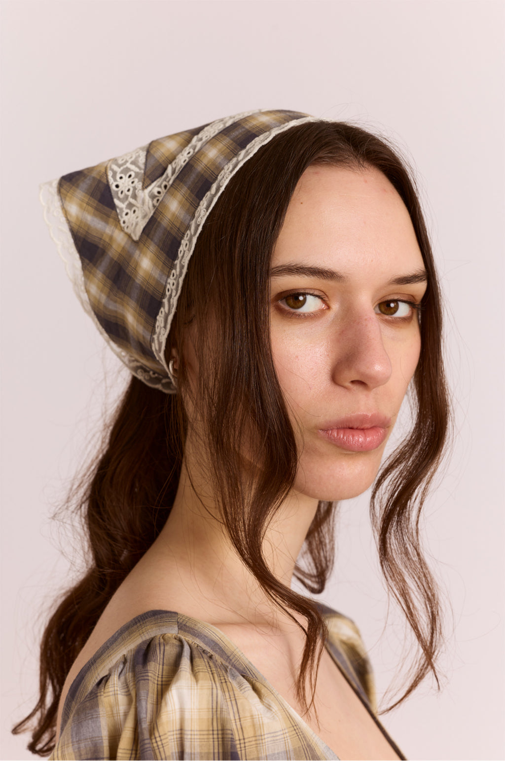 Headband with Lace Detail Cardamon Check