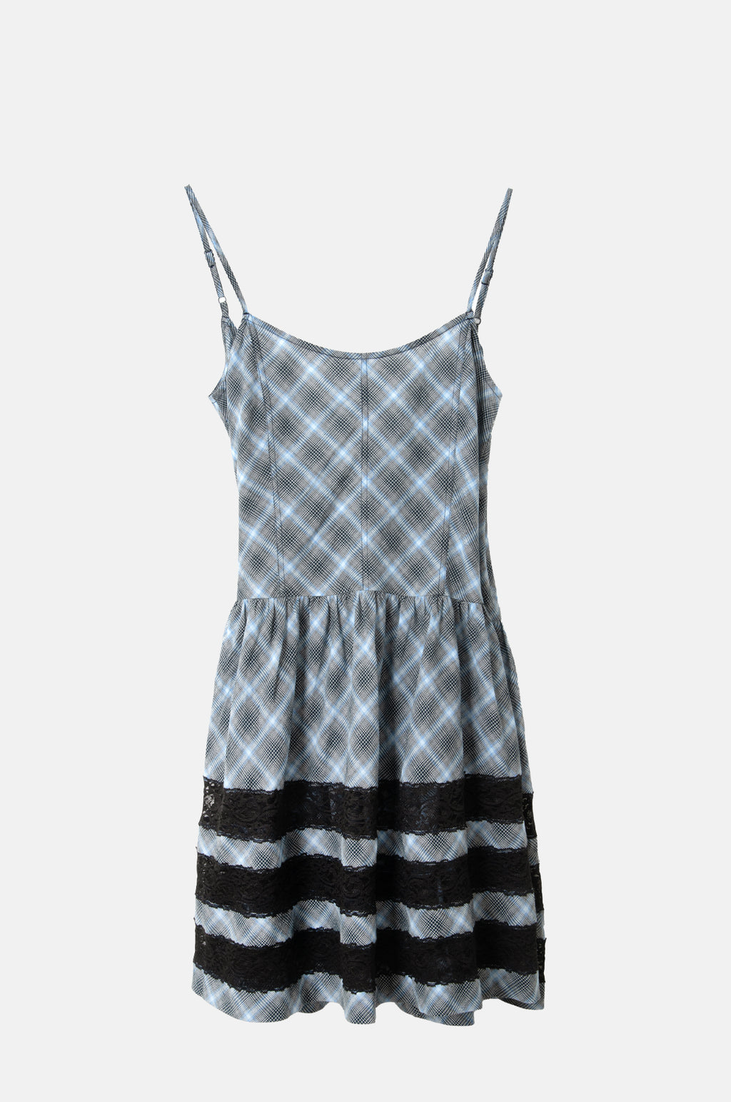 Damson Madder Iggy Lace Insert Midi Dress Blue Pepper Check.