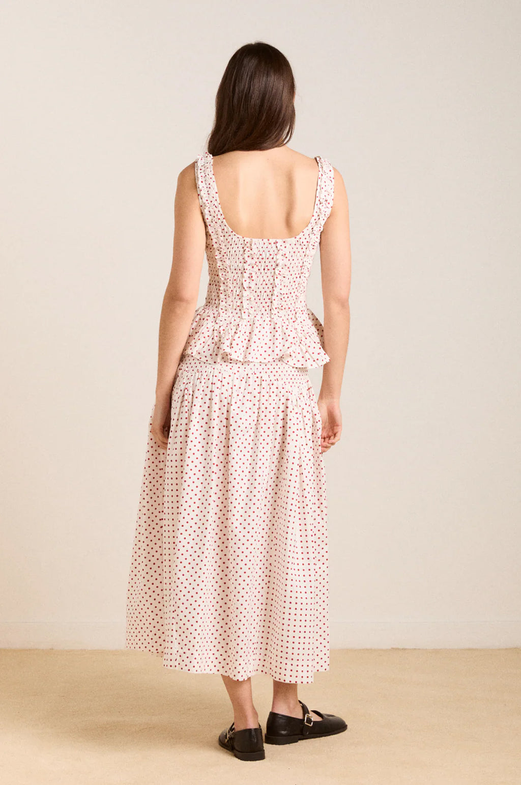 Layla Skirt Off White and Red Spot