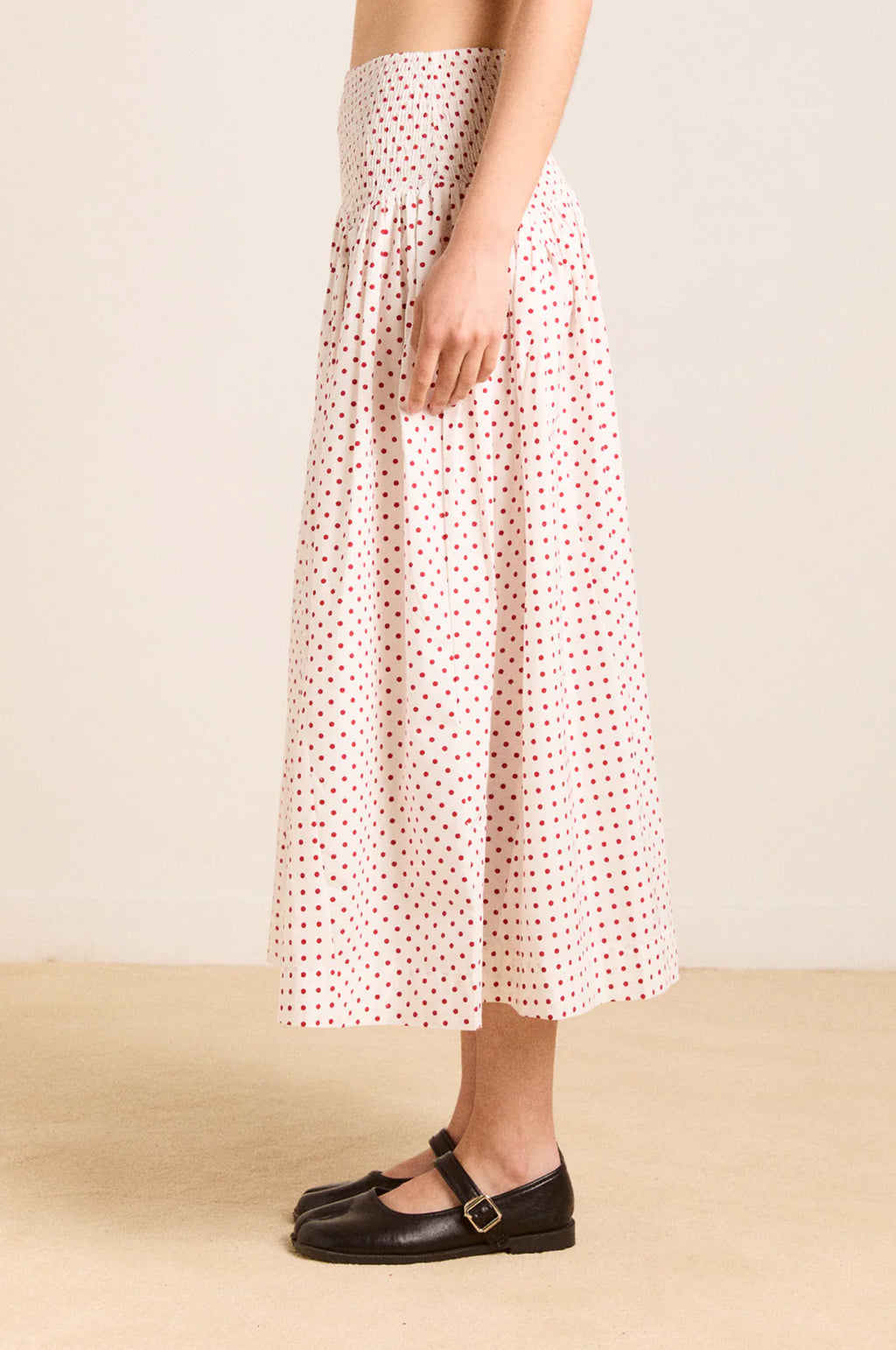 Layla Skirt Off White and Red Spot