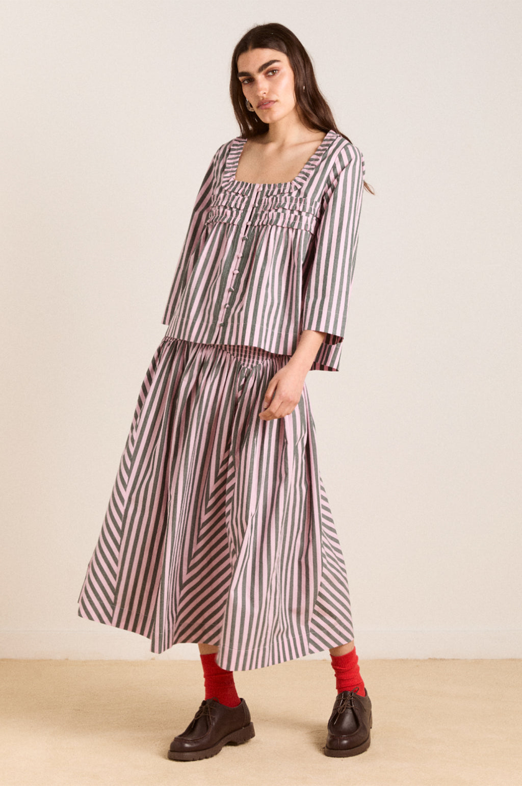 Leilani Blouse Garden Tulle Stripe