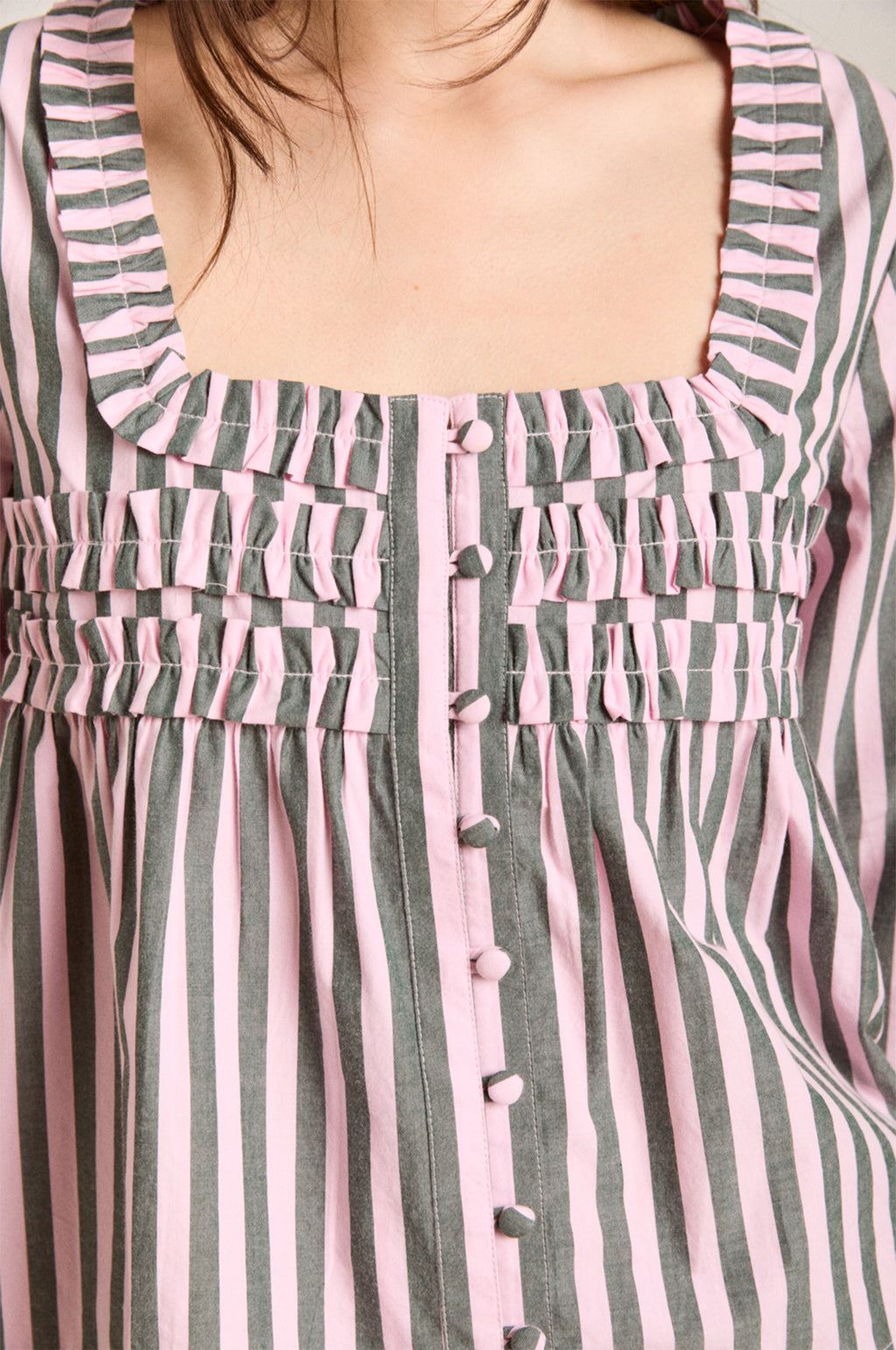 Leilani Blouse Garden Tulle Stripe