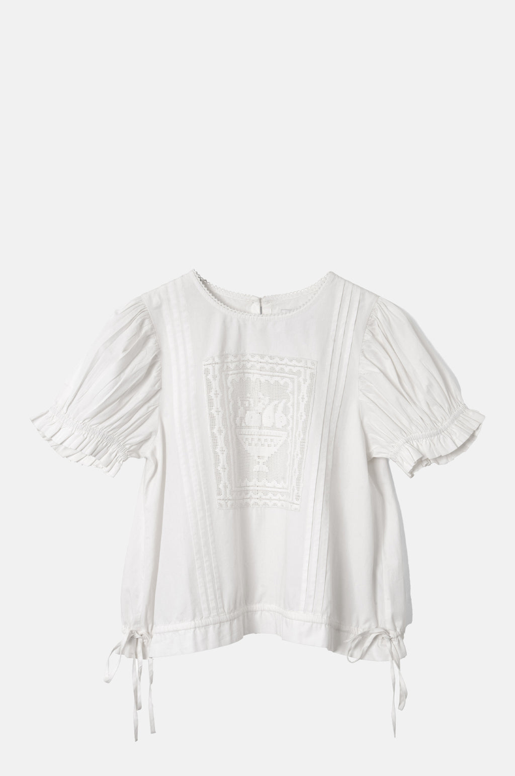 Damson Madder Mabel Lace Insert Blouse Vintage White.