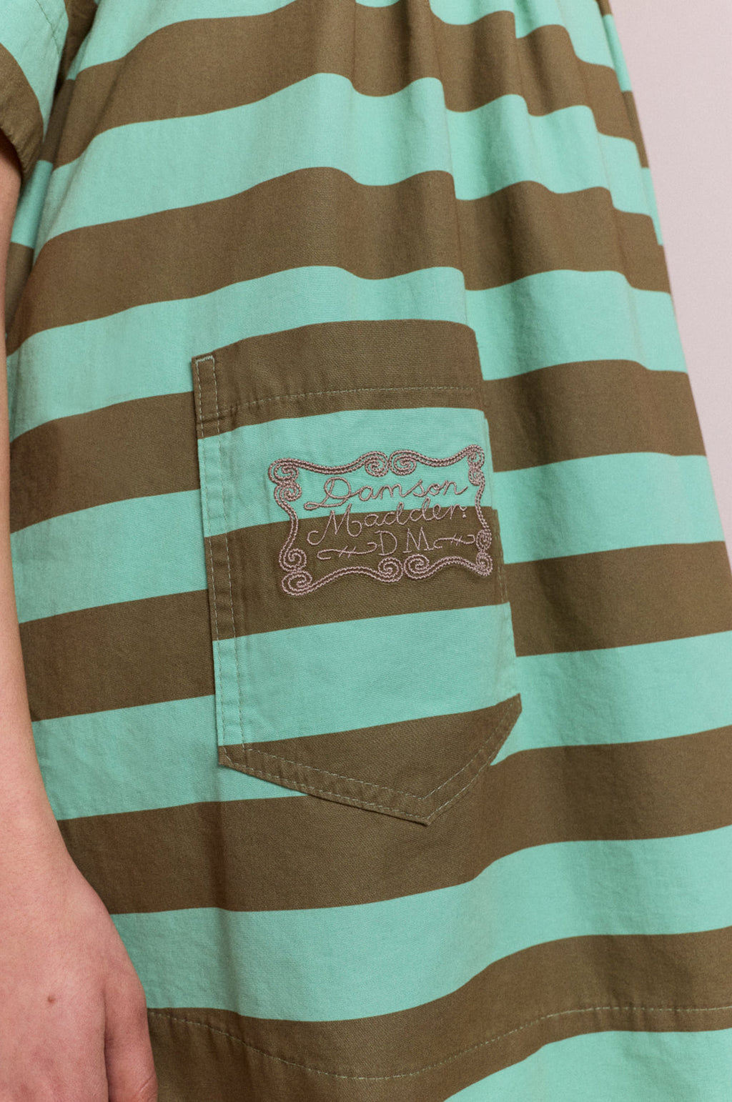 Maggie Mini Polo Dress Aqua Olive Stripe