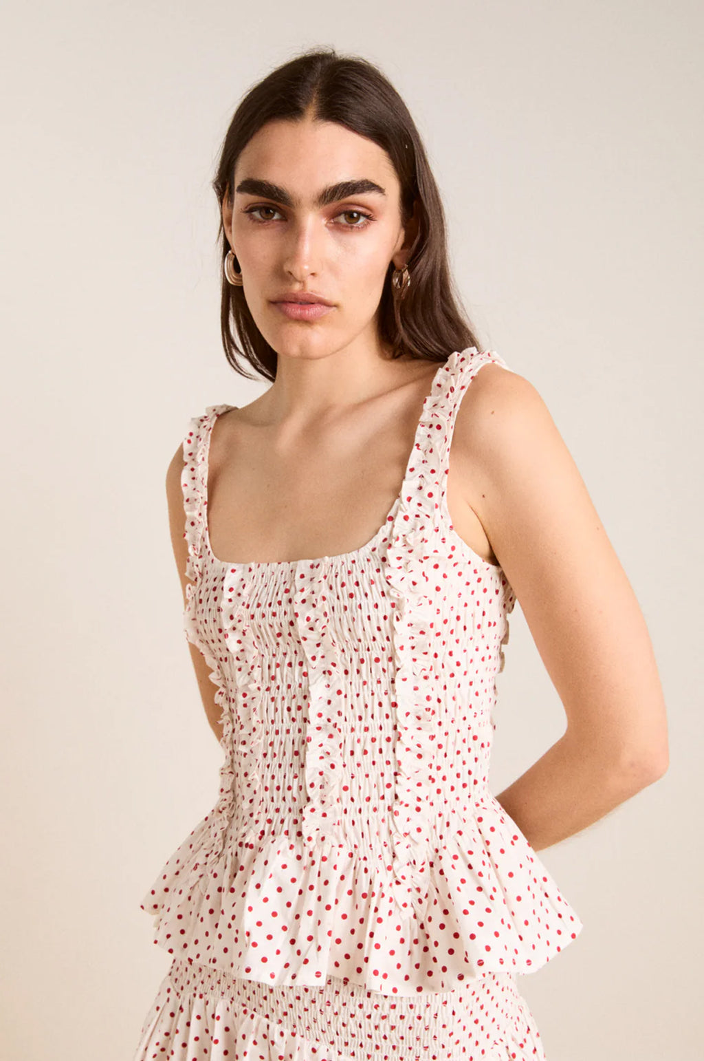 Damson Madder Raphi Cami Off White and Red Spot.