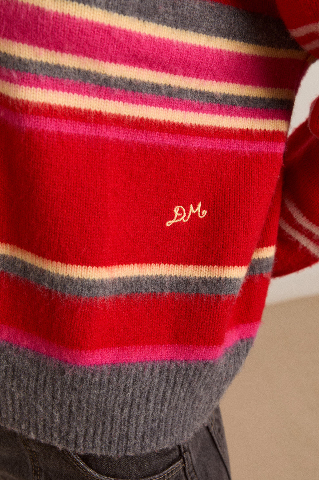 Rene V Jumper Pink/Red Stripe