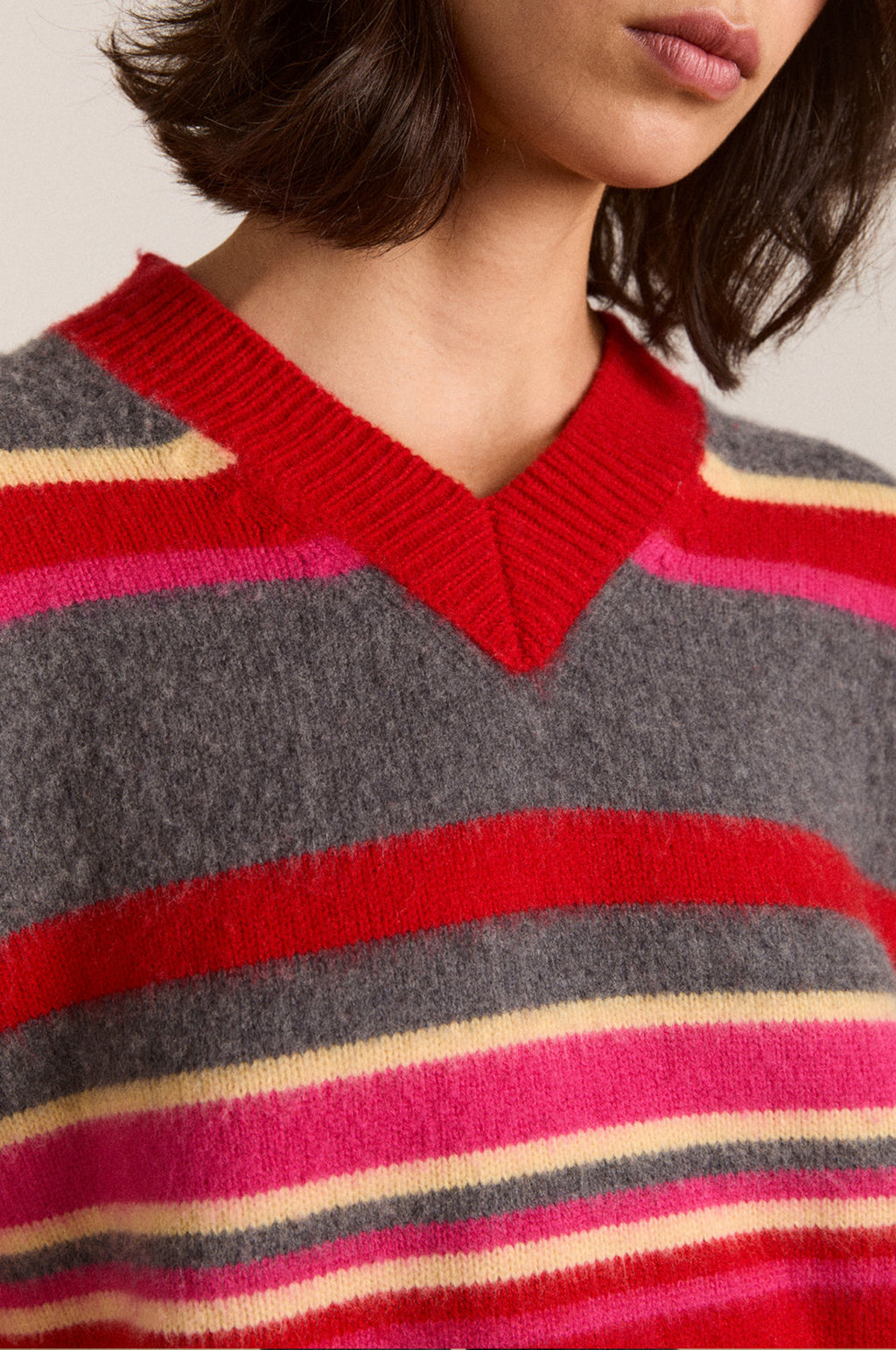 Rene V Jumper Pink/Red Stripe