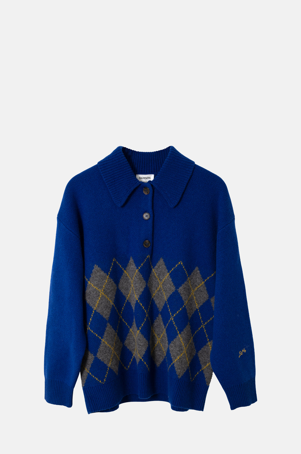 Damson Madder Saskia Slouchy Rugby Jumper Bold Argyle.