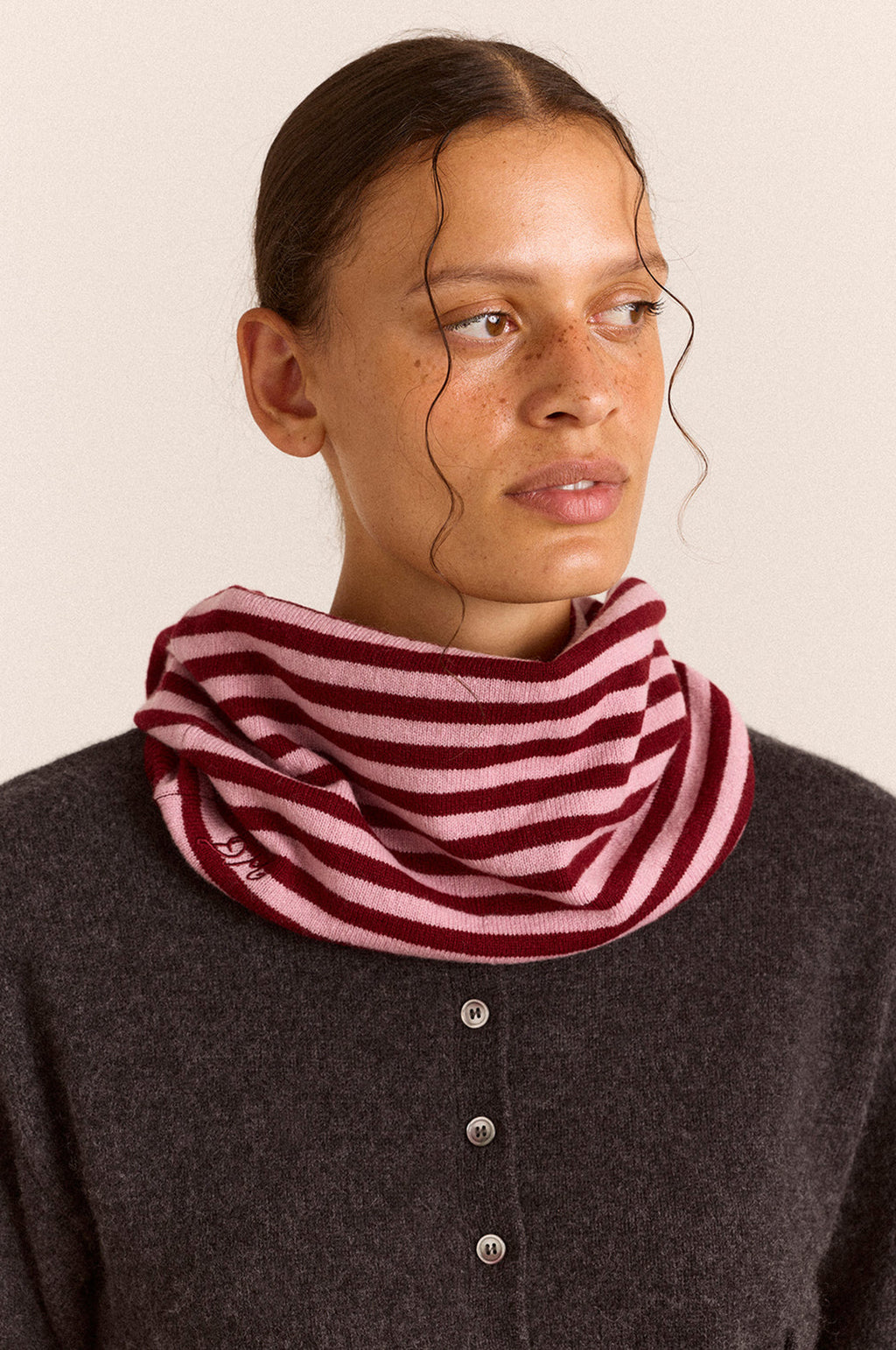 Snood Scarf Pink/Red Stripe