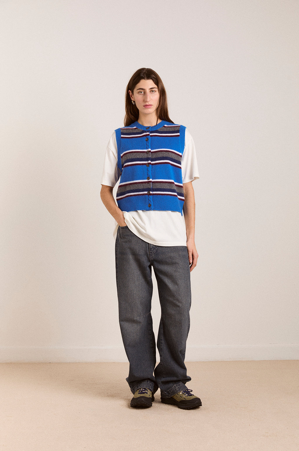 Sofie Vest Blue Stripe