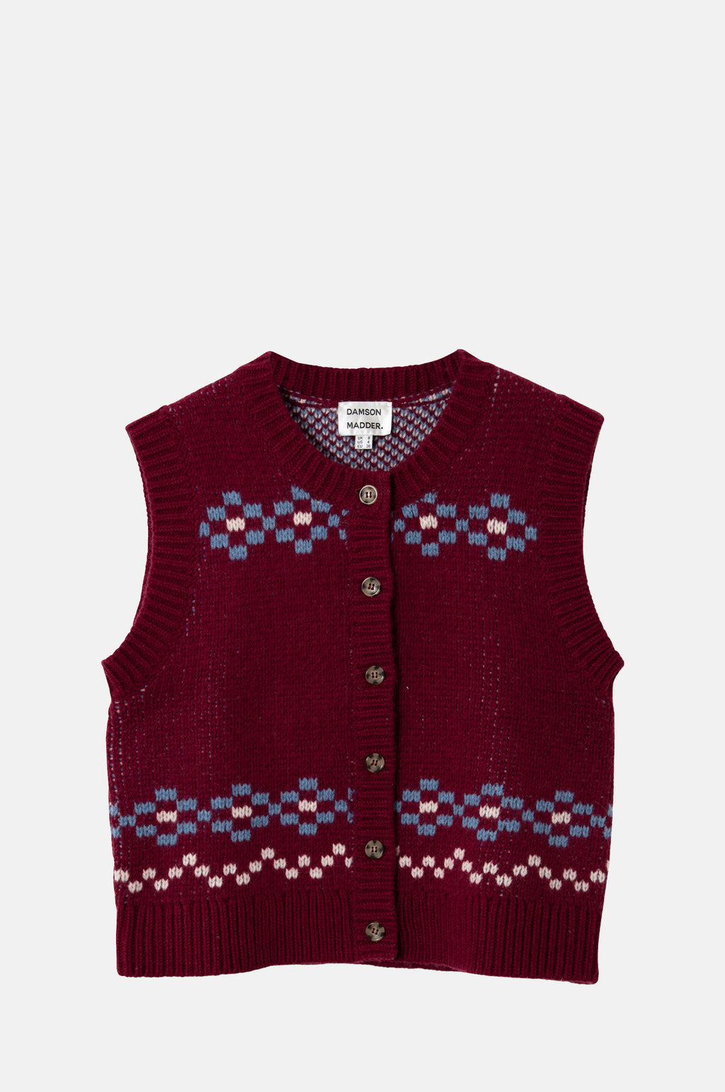 Damson Madder Sofie Wool Vest Novelty Intarsia Girls Burg.