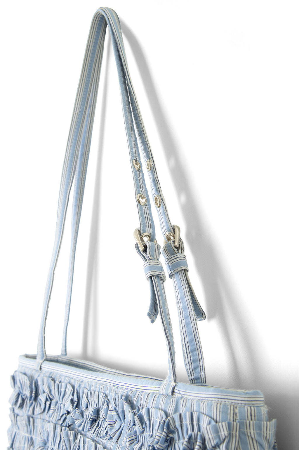 Sophia Ruffle Baguette Bag Blue Business Stripe