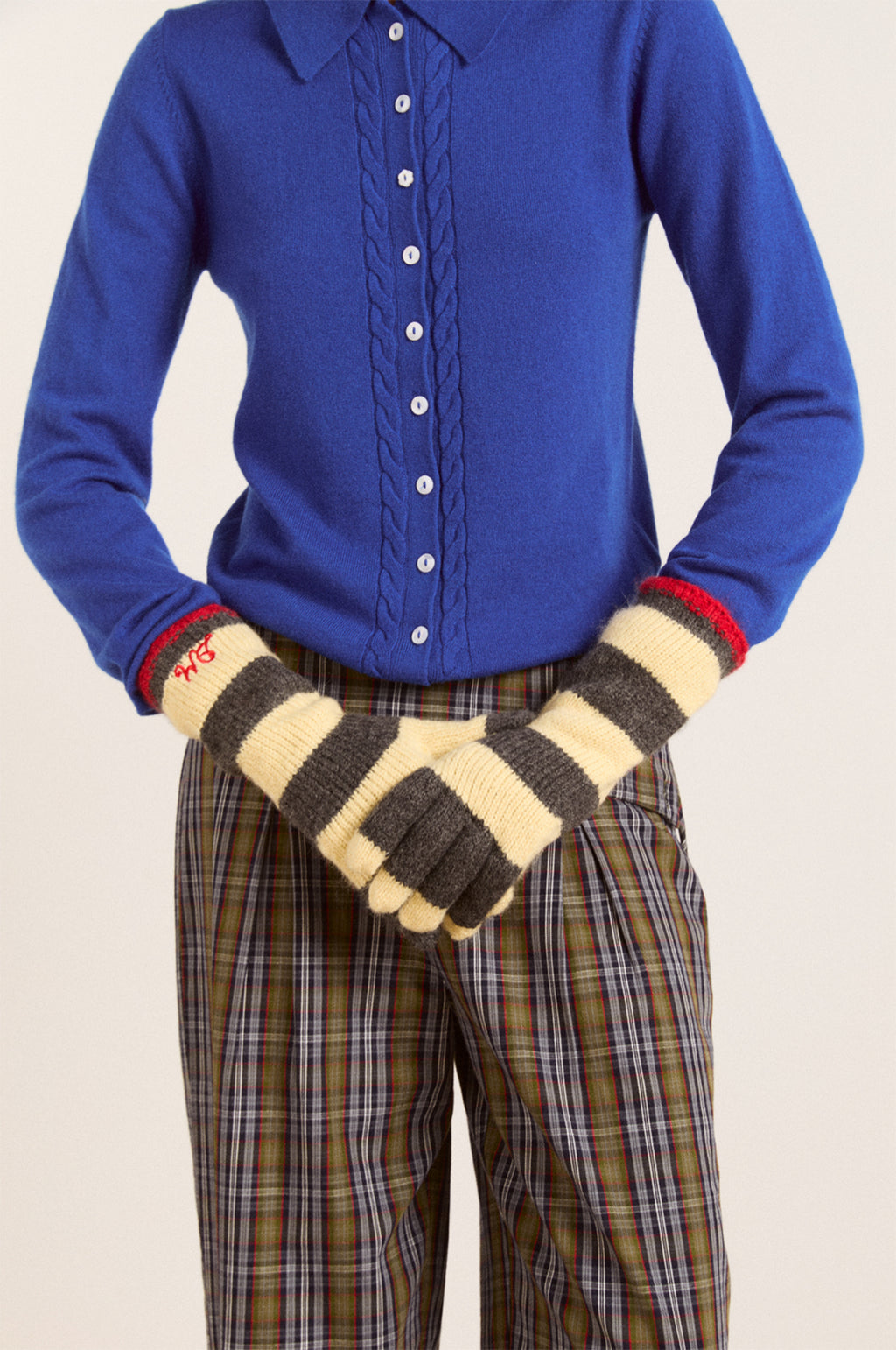 Striped Glove Butter/Charcoal