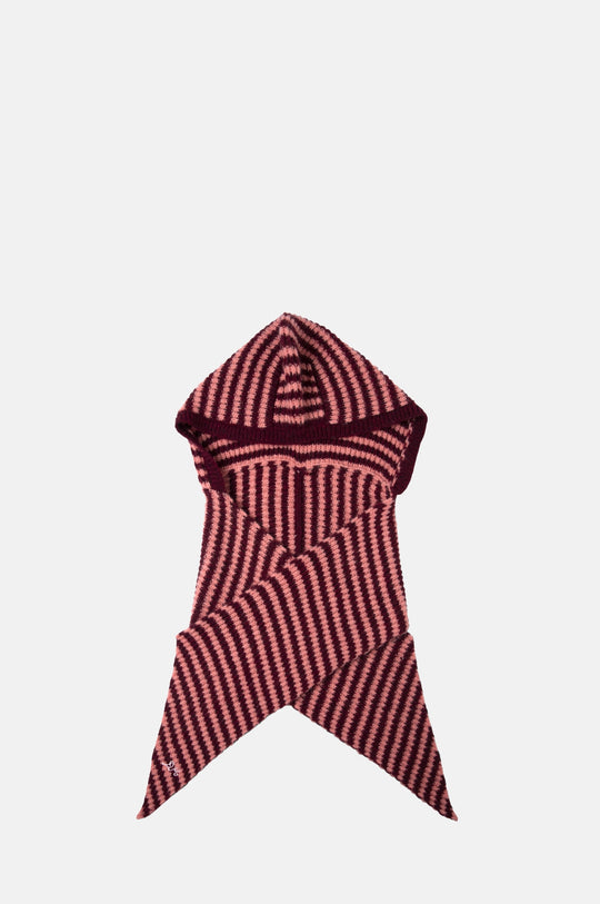 Tie Front Hood Pink/Burg Stripe