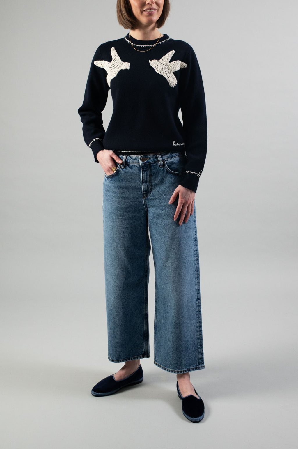 Taylor Cropped Jeans Worn Mid Blue