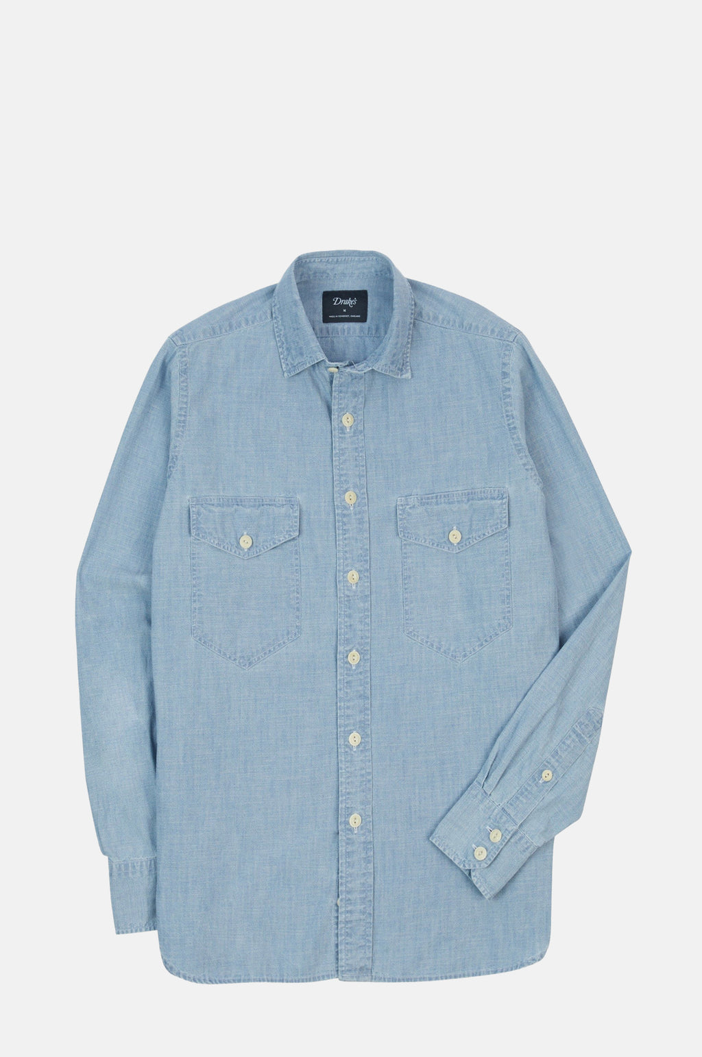 Drake's Chambray Work Shirt MKII Blue.