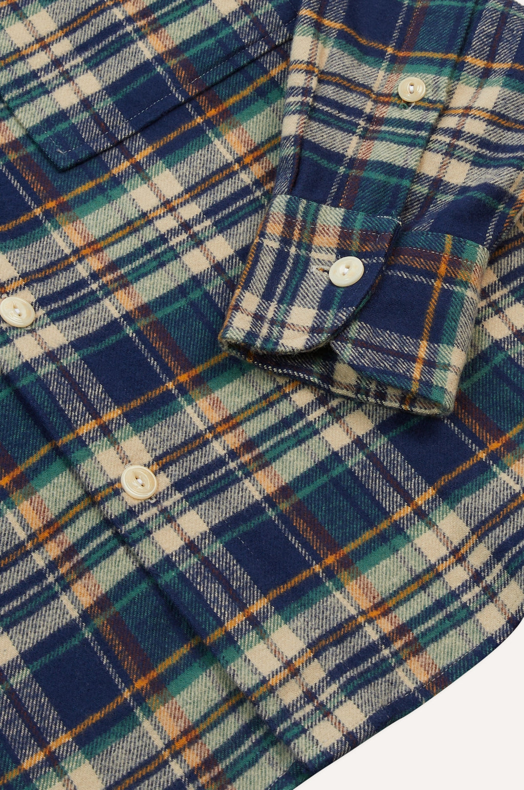 Check Relaxed Block Shirt Indigo
