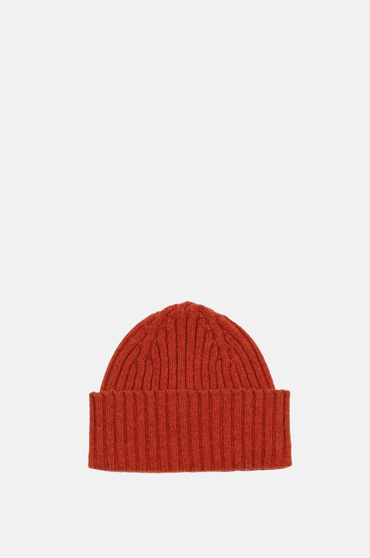 Lambswool Ribbed Knit Beanie Ember