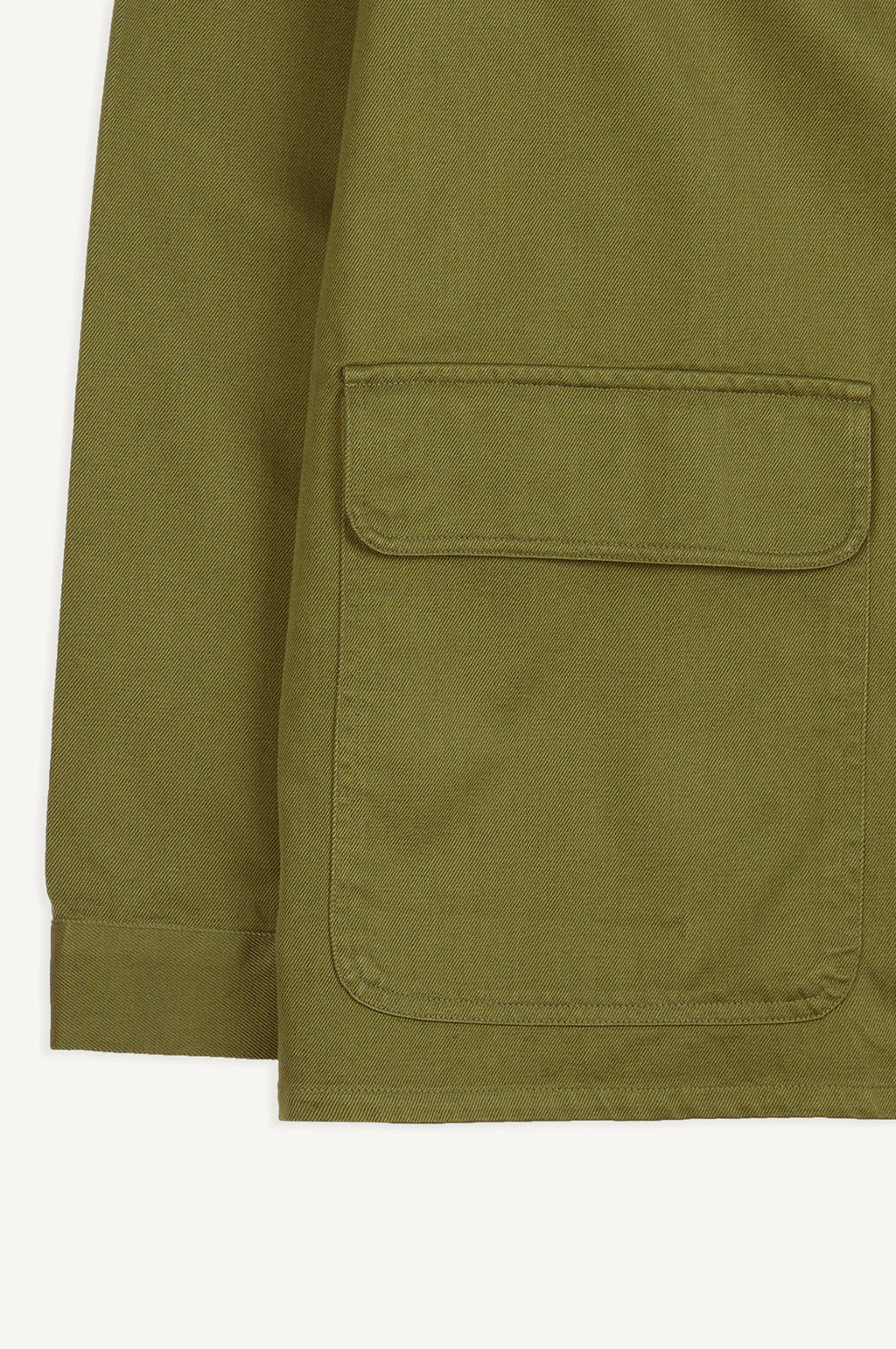 Textured Twill 3-Pocket Overshirt Military Green