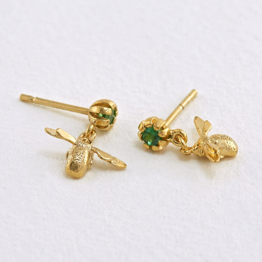 A.M. Earth Day Bee Earrings Gold