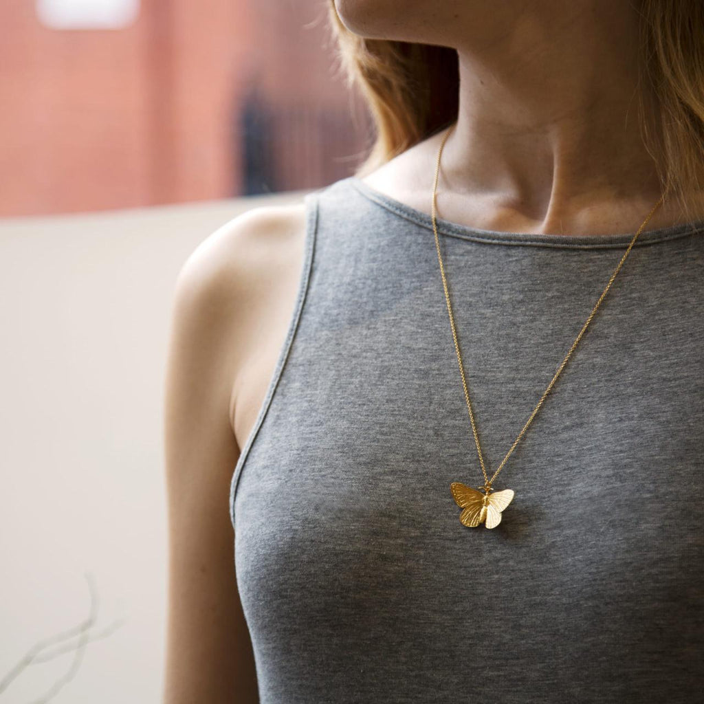 A.M. Duke of Burgundy Butterfly Necklace Gold