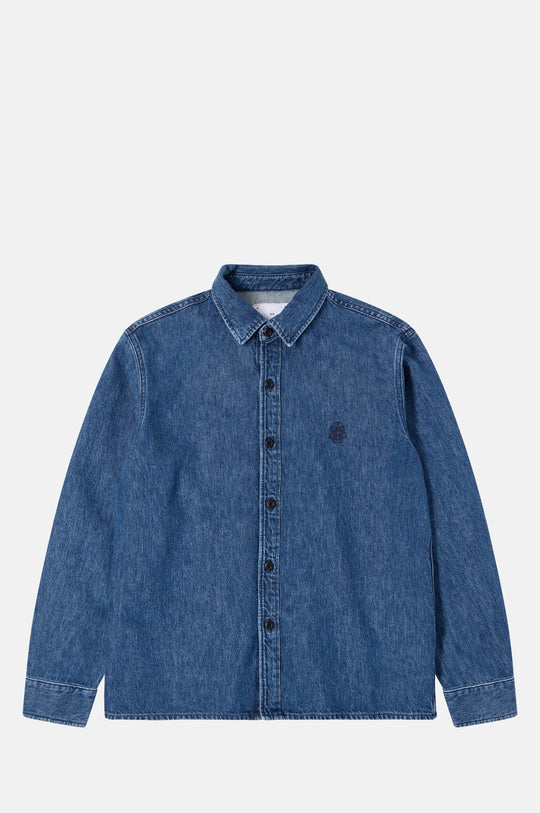 Sebastian Shirt LS Blue Mid Stone Wash