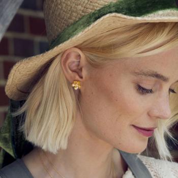 A.M. Citrine Buttercup Stud Earrings Gold