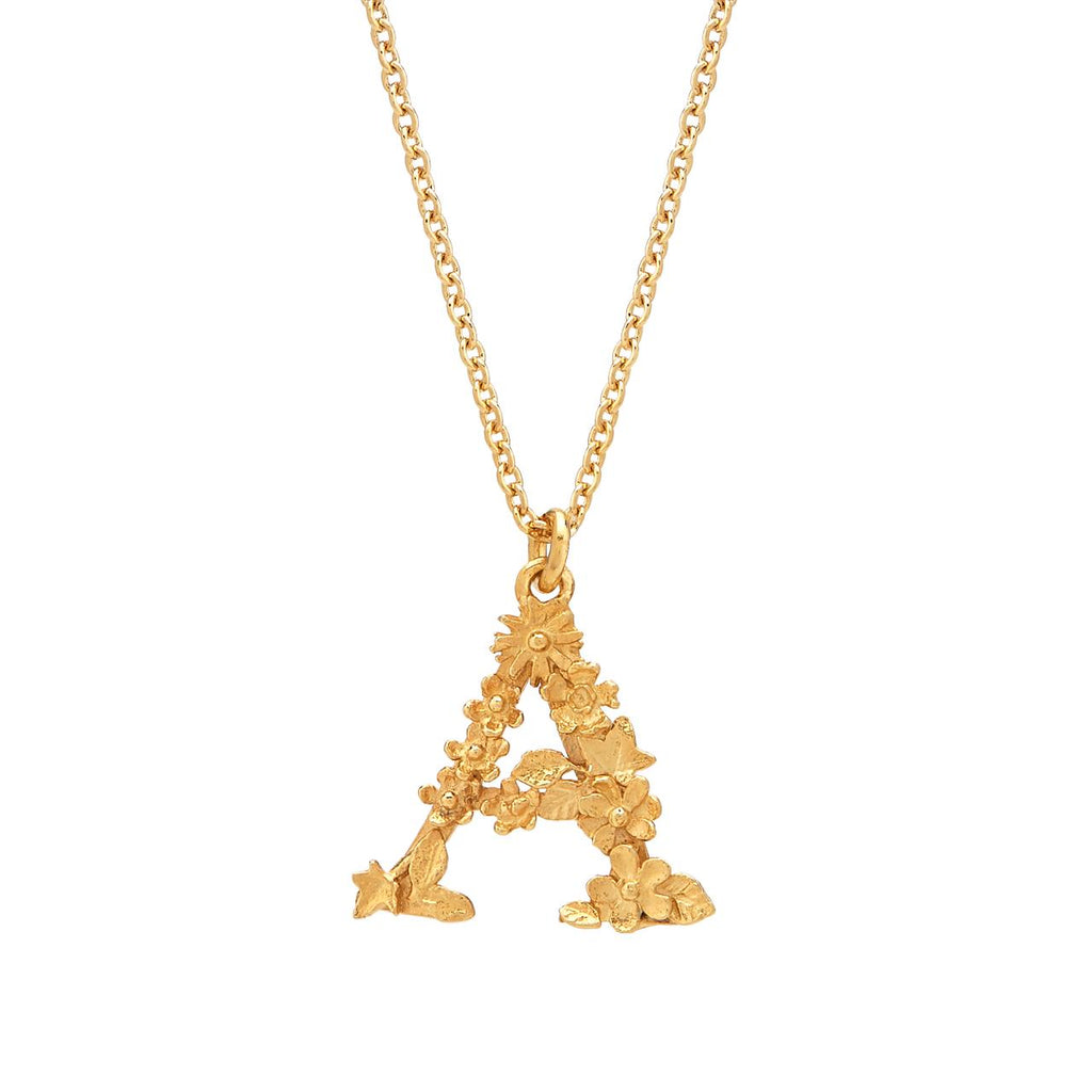 A.M. Floral Alphabet A Necklace Gold