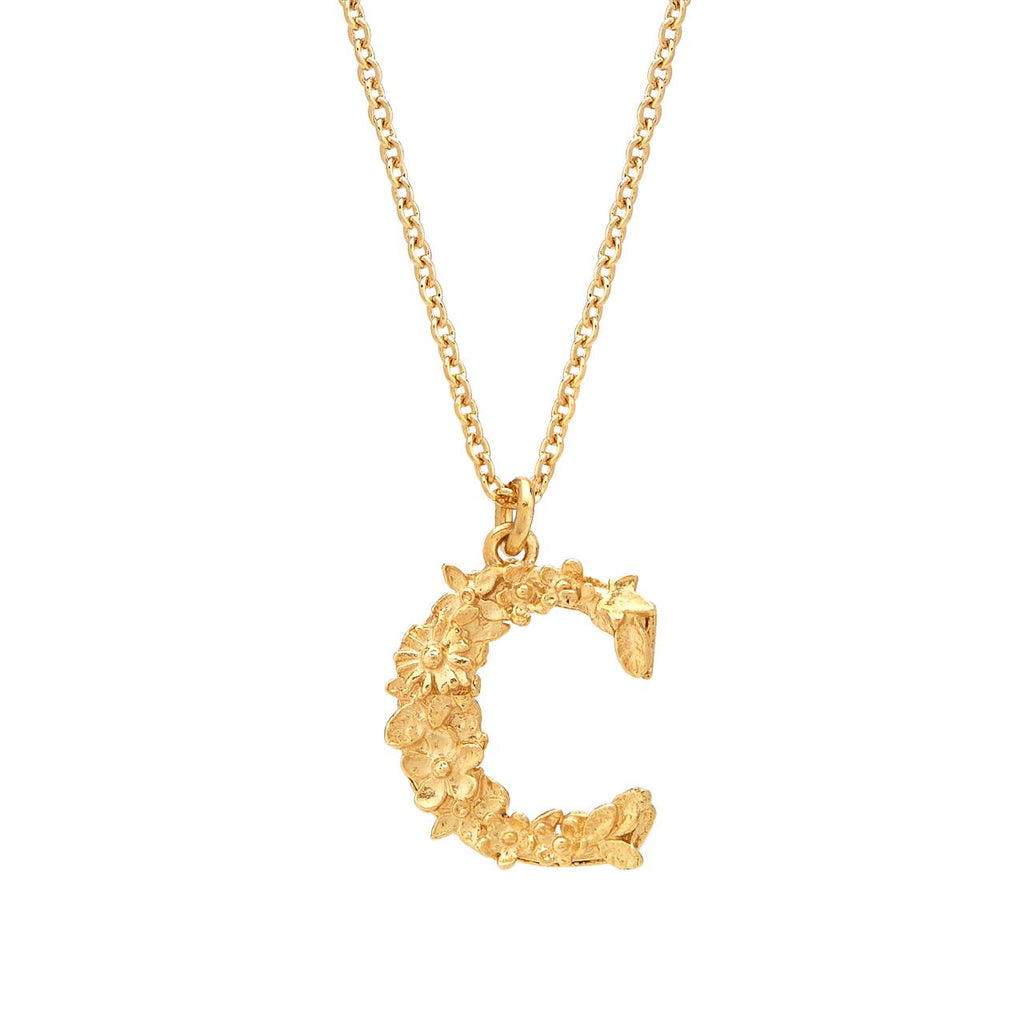 A.M. Floral Alphabet C Necklace Gold