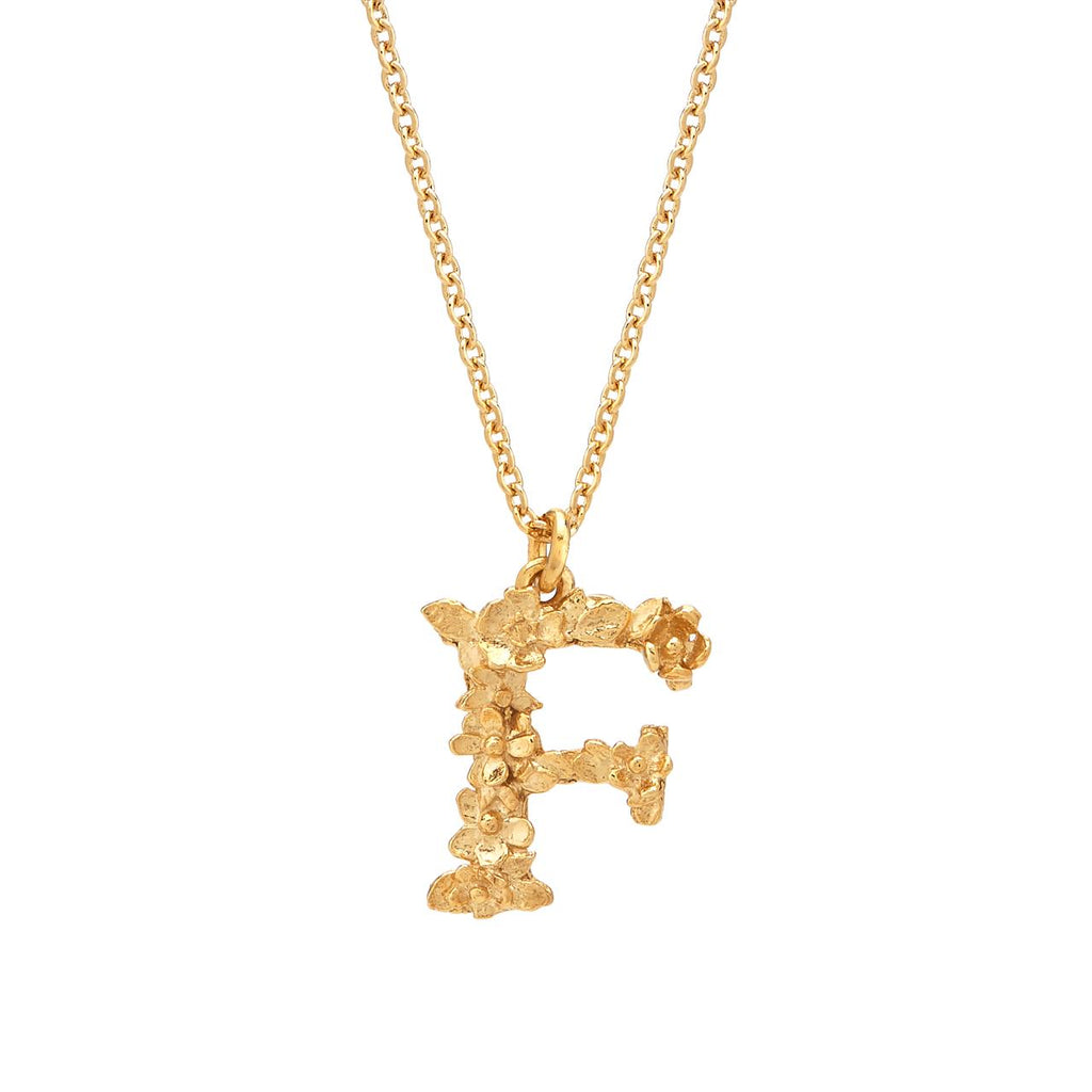 A.M. Floral Alphabet F Necklace Gold