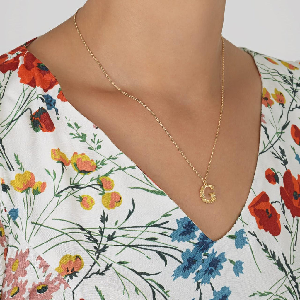 A.M. Floral Alphabet G Necklace Gold