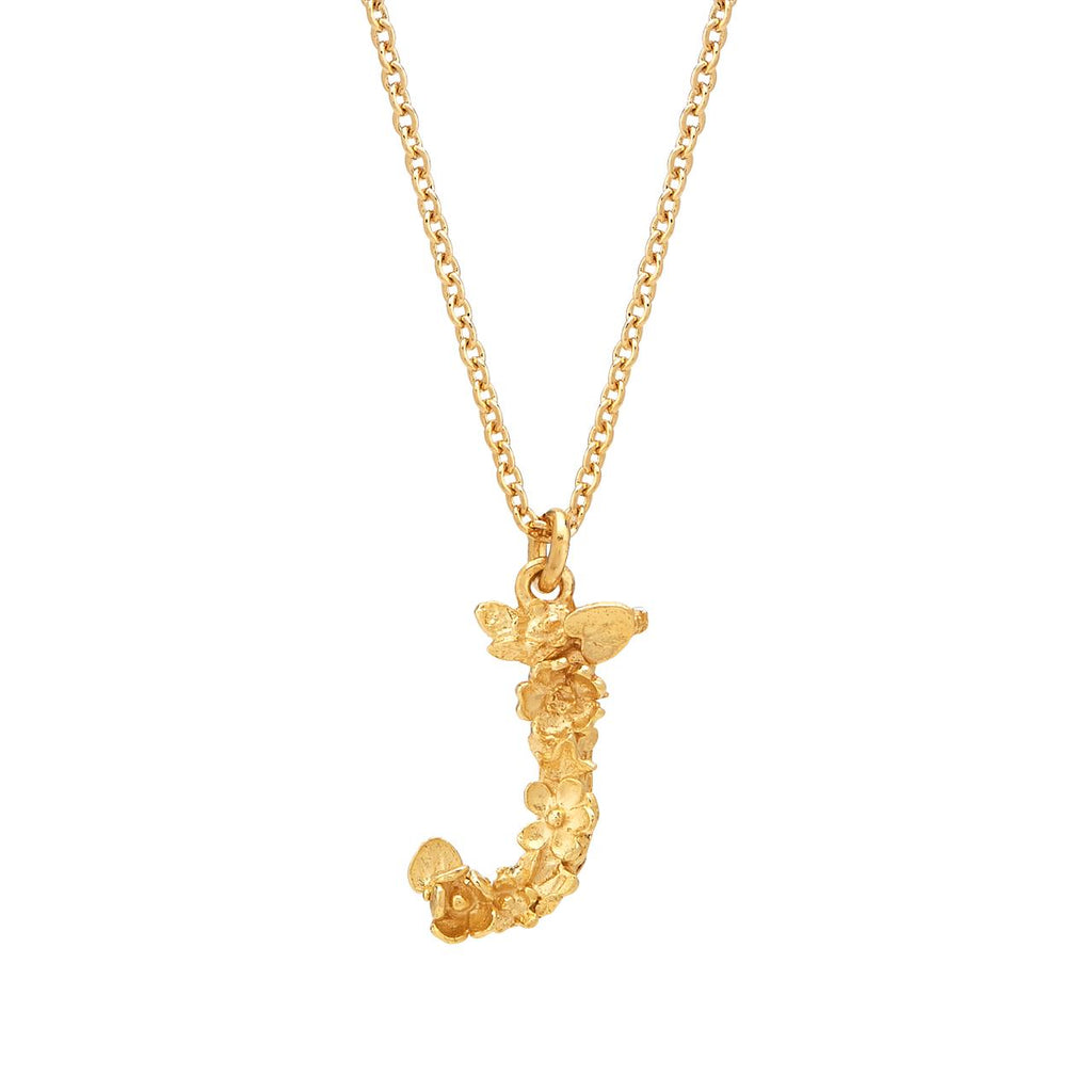 A.M. Floral Alphabet J Necklace Gold