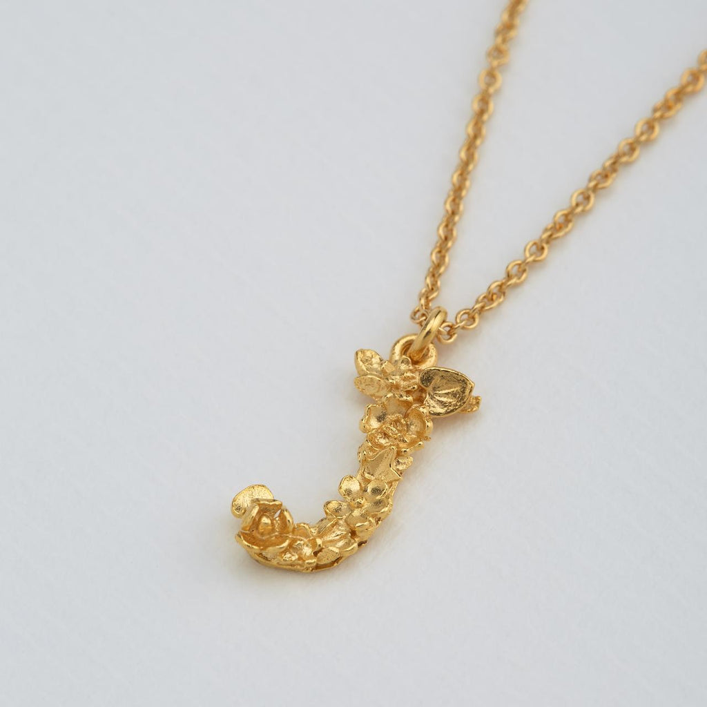 A.M. Floral Alphabet J Necklace Gold