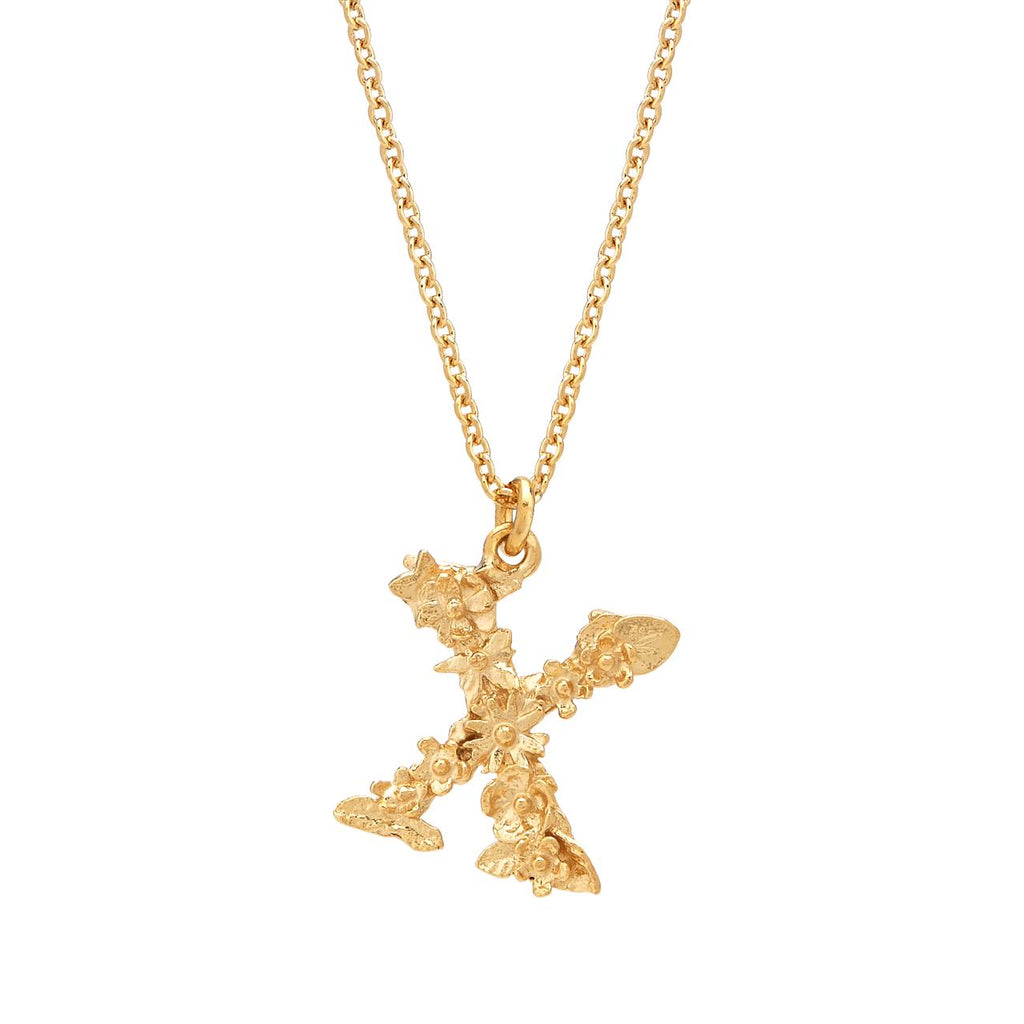 A.M. Floral Alphabet X Necklace Gold