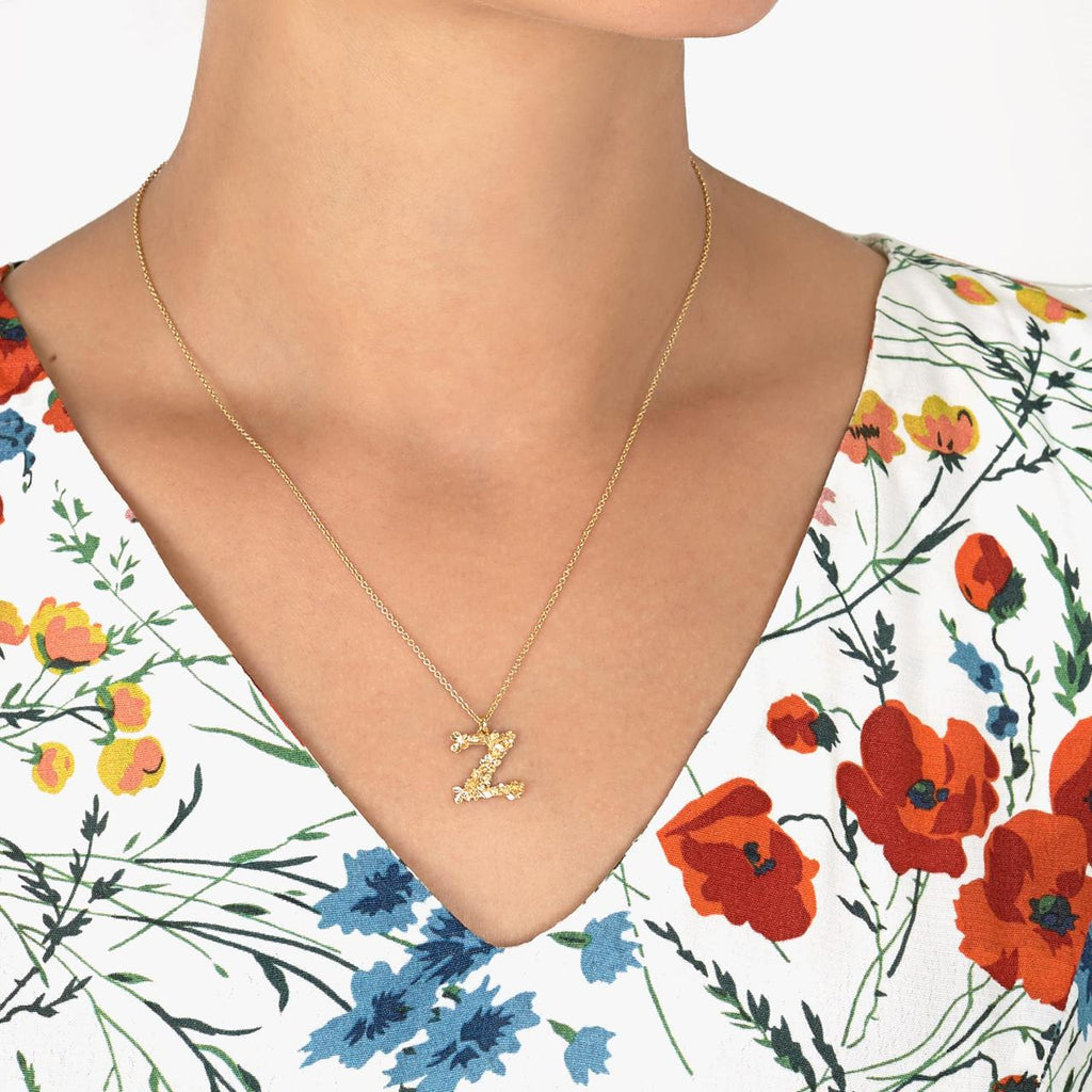 A.M. Floral Alphabet Z Necklace Gold
