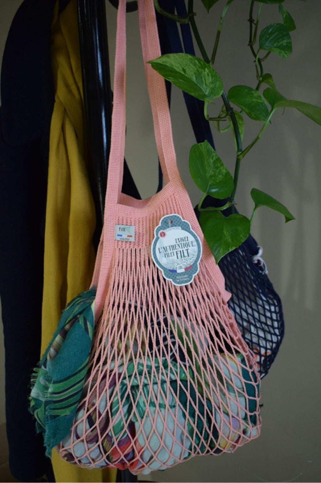 Net Shopping Bag w/Large Handle Rose Layette