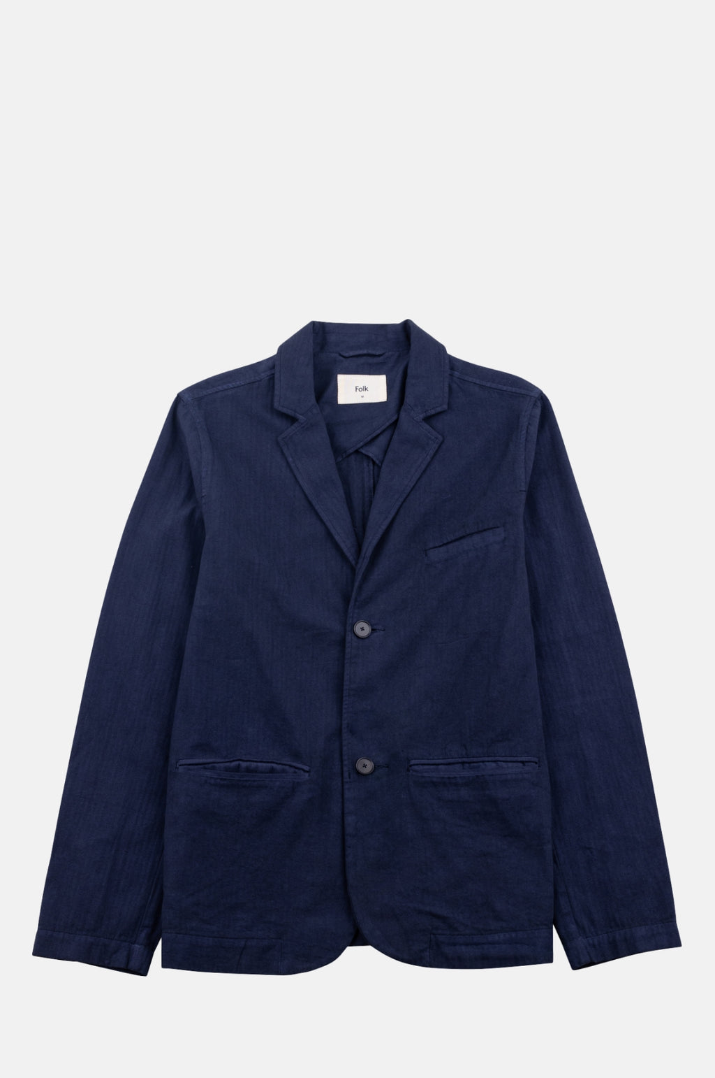 Folk Assembly Blazer Navy Herringbone.