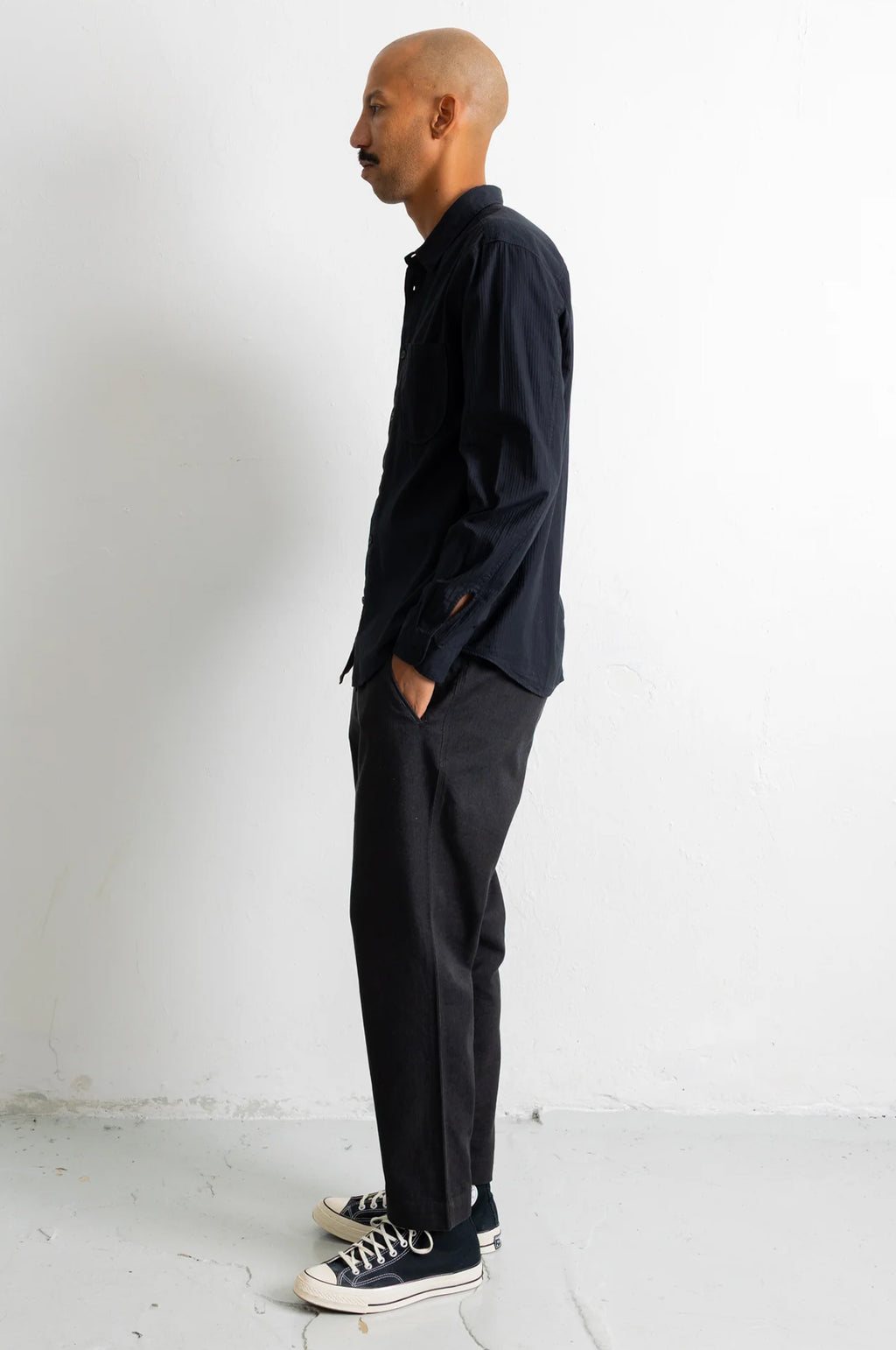 Herringbone Curve Shirt Soft Black