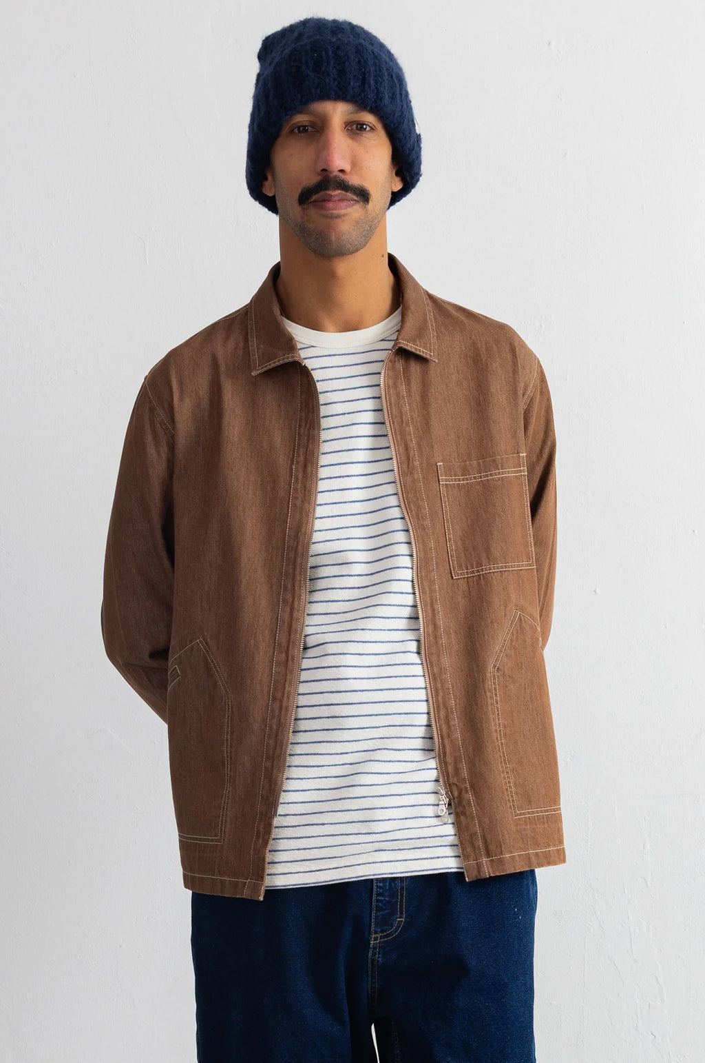 Zip Overshirt Mink Twill Denim