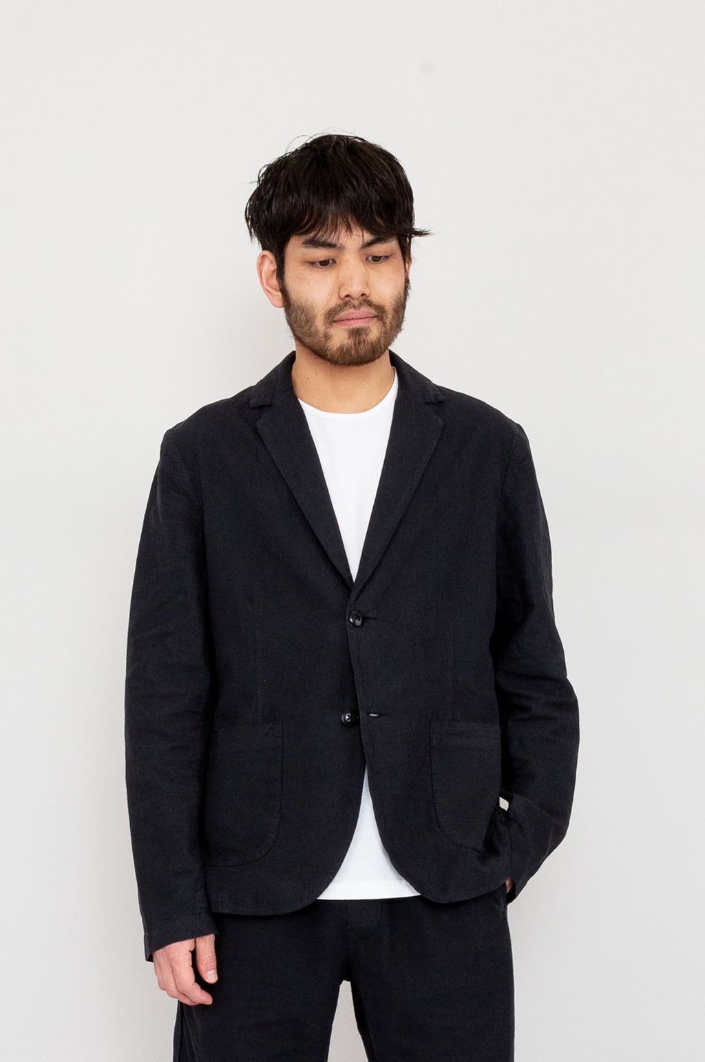 Cotton Linen Blazer Soft Black