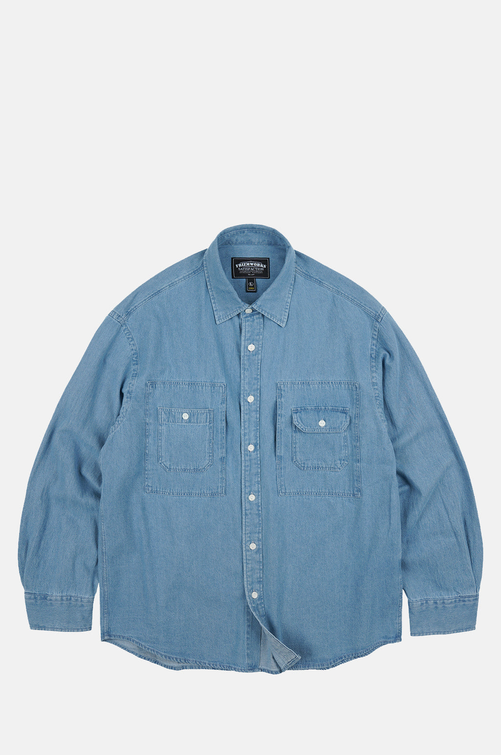 Frizmworks Bleach Denim Utility Shirt Mid Blue.