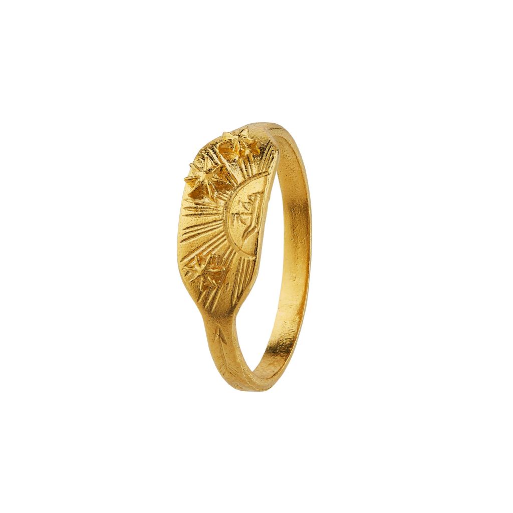 A.M. Sail into the Sunset Engraved Ring Gold