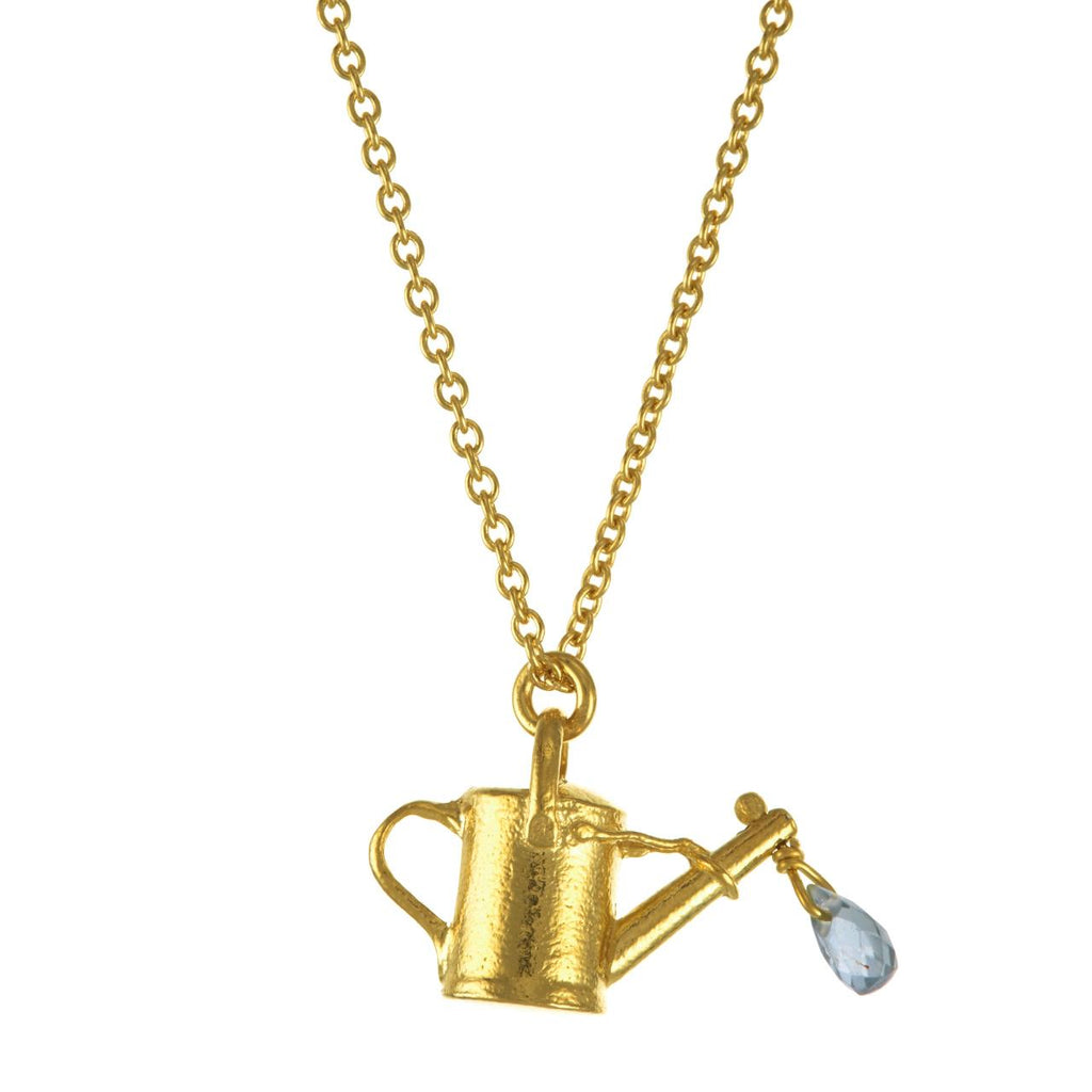 A.M. Watering Can Necklace with Blue Sapphire Gold