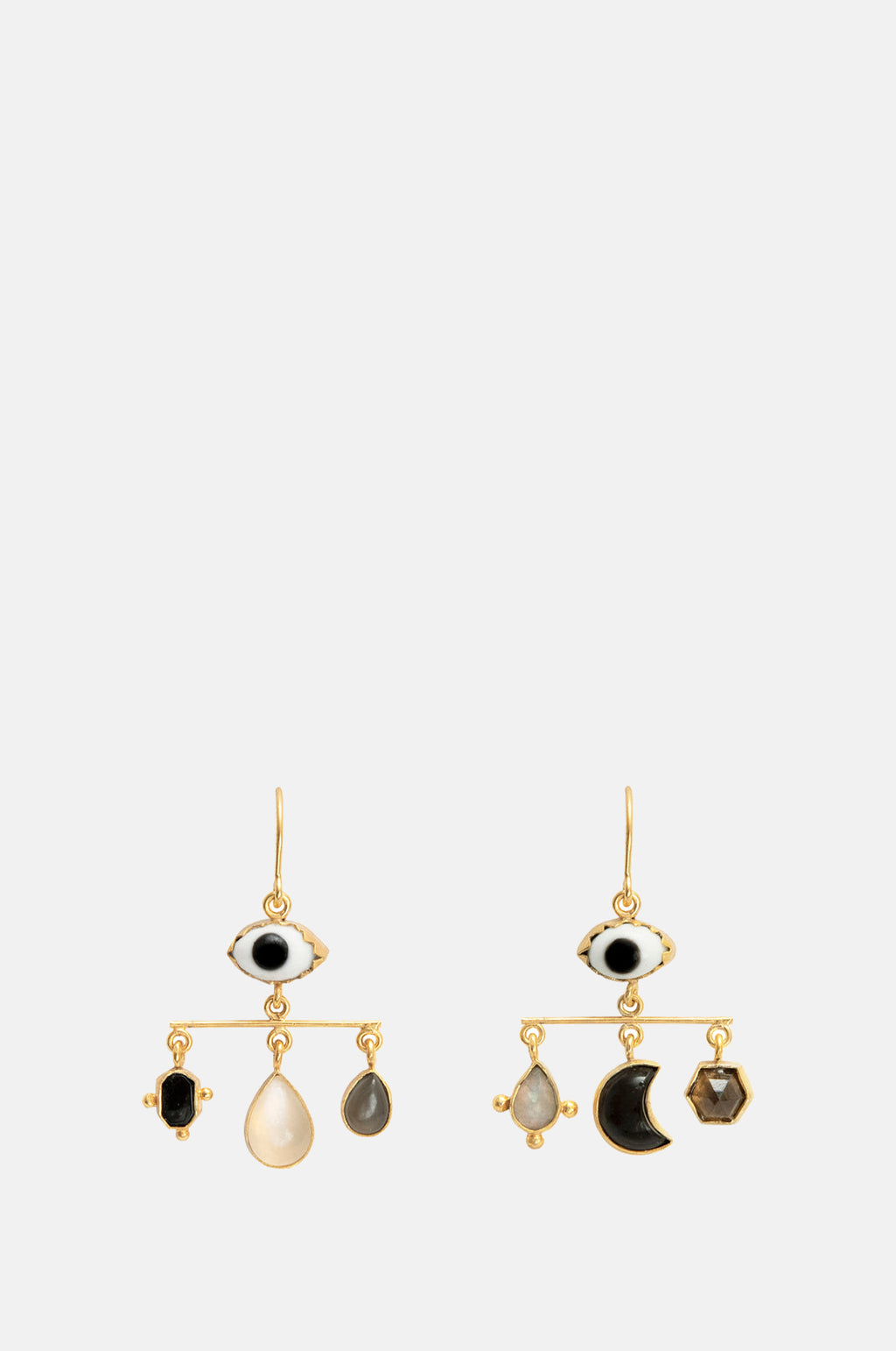 Grainne Morton Eye Balance Drop Black Onyx Earrings.