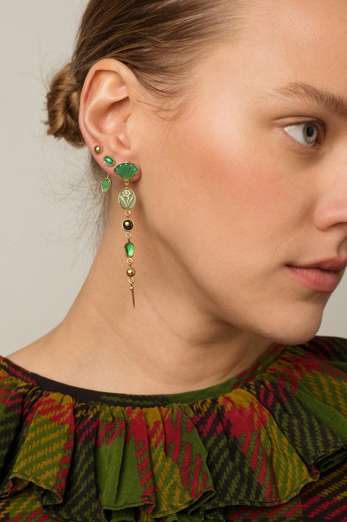 【GRAINNE MORTON】Five Charm earrings☆関税送料込 Grainne Morton Five Charm With Victorian Drop Earring Green