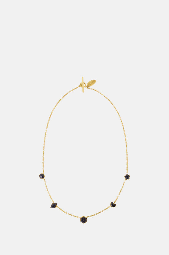 Five Mini Charm Jet Necklace