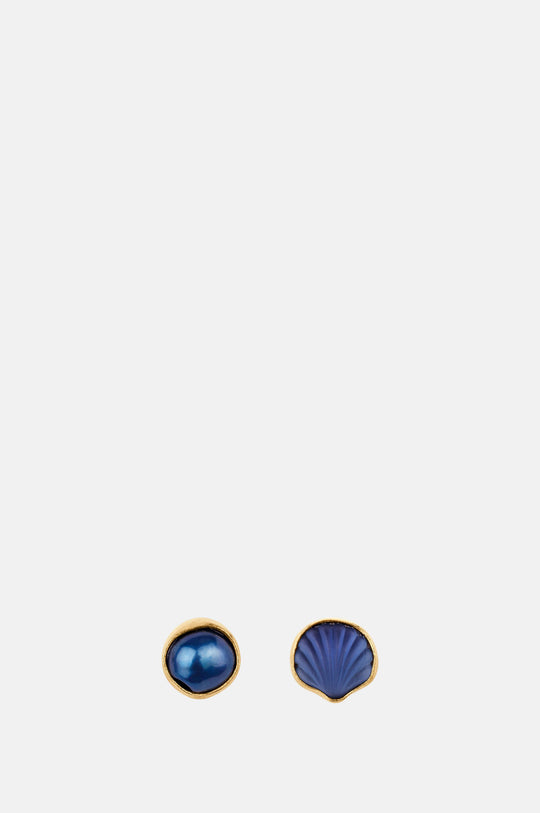 Mismatched Blue Shell Stud Earrings