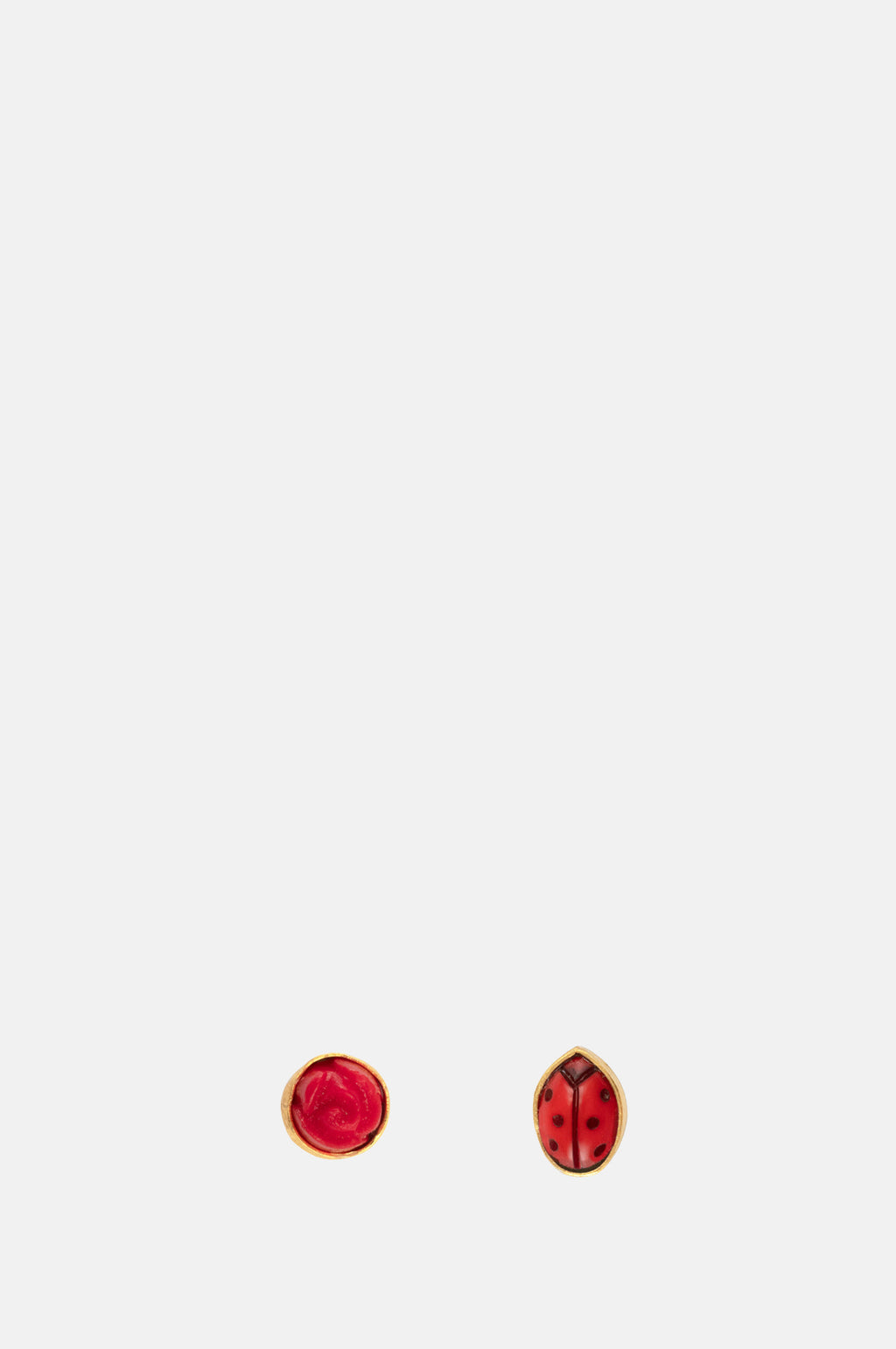 Grainne Morton Mismatched Stud Ladybird Earrings.